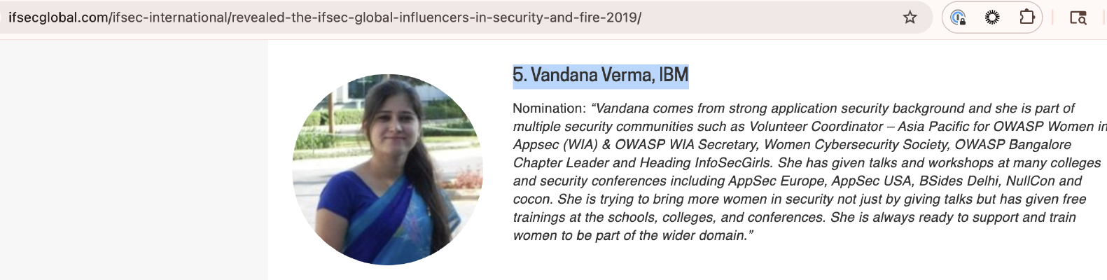 IFSEC Global Influencers in Security and Fire 2019